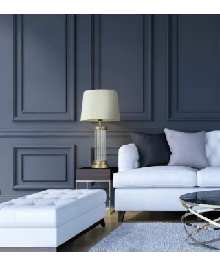 Lampka nocna - Biało mosiężna - Lampa Glamour la Botte