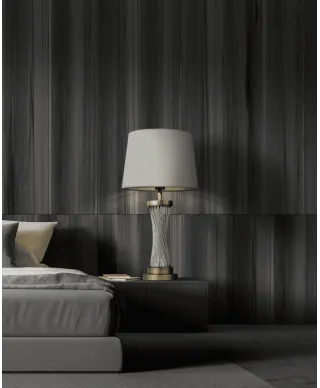 Lampka nocna - Biało mosiężna - Lampa Villanova