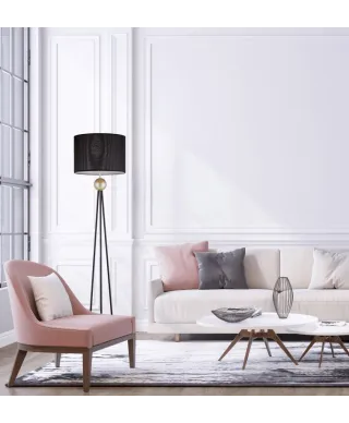 Lampa Podłogowa - Stojąca - Czarno Złota Belfore