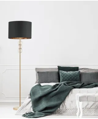 Lampa Podłogowa - Stojąca - Czarno Mosiężna Azzaria