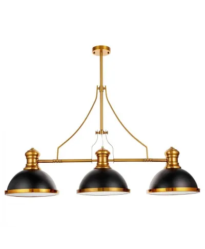 Lampa wisząca - Industrialna Czarno Mosiężna Ettore W3