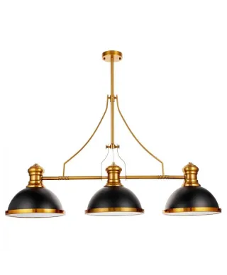 Lampa wisząca - Industrialna Czarno Mosiężna Ettore W3