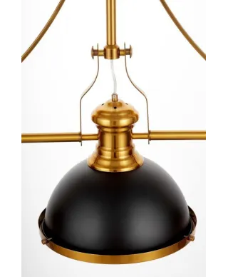 Lampa wisząca - Industrialna Czarno Mosiężna Ettore W3