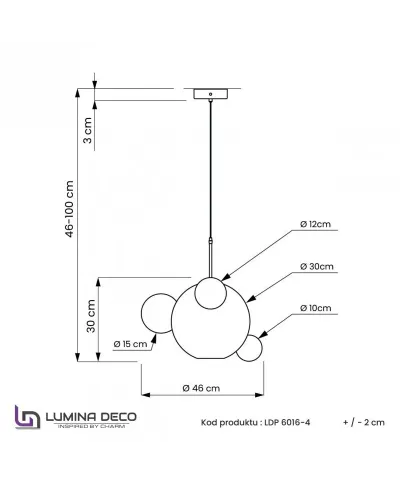 Lampa wisząca - Złota Neroni W4