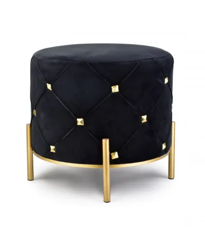 Pufa czarna - Stołek złoty - Tully - 40x46cm