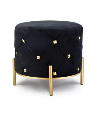 Pufa czarna - Stołek złoty - Tully - 40x46cm