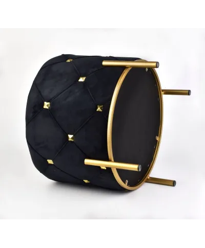 Pufa czarna - Stołek złoty - Tully - 40x46cm