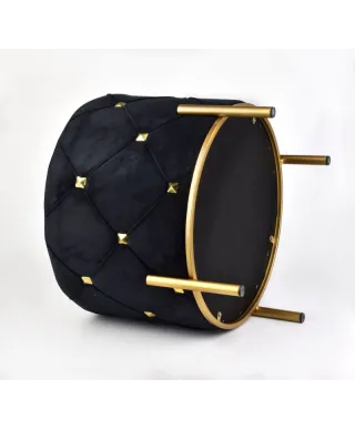 Pufa czarna - Stołek złoty - Tully - 40x46cm