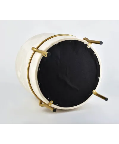 Pufa beżowa - Stołek - Lily - 46x42cm