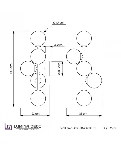 Lampa ścienna - Nowoczesny kinkiet Złoty - Marsiada W5