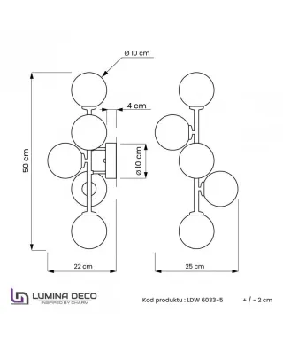 Lampa ścienna - Nowoczesny kinkiet Złoty - Marsiada W5