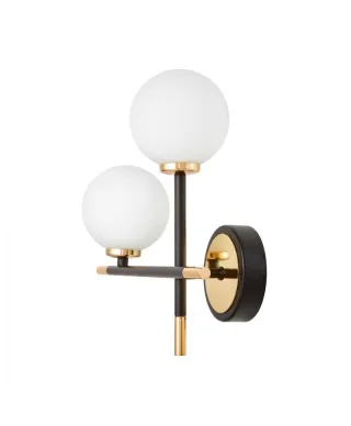 Lampa ścienna - Kinkiet Czarno Złoty - Marsiada Neo