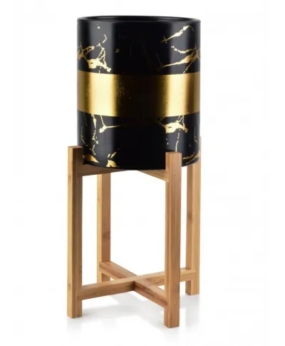 Stojak na kwiaty - Doniczka na stojaku - 47cm - Czarno złota