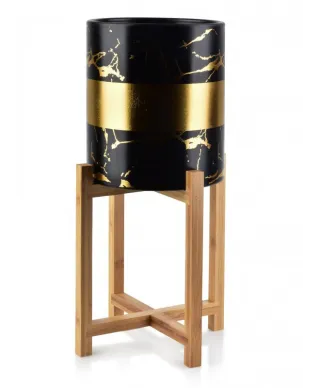 Stojak na kwiaty - Doniczka na stojaku - 47cm - Czarno złota