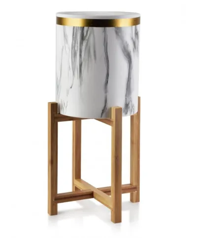 Stojak na kwiaty - Doniczka na stojaku - 47cm - Złota obręcz