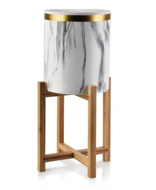 Stojak na kwiaty - Doniczka na stojaku - 47cm - Złota obręcz