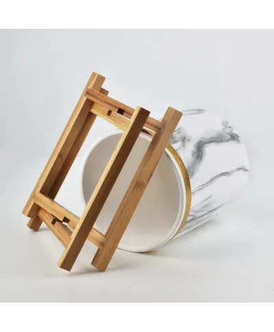 Stojak na kwiaty - Doniczka na stojaku - 47cm - Złota obręcz