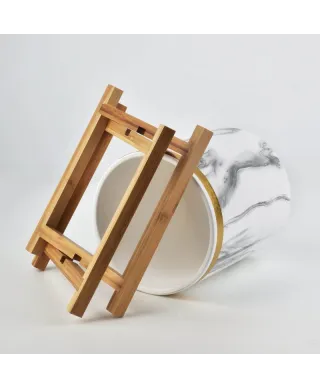 Stojak na kwiaty - Doniczka na stojaku - 47cm - Złota obręcz