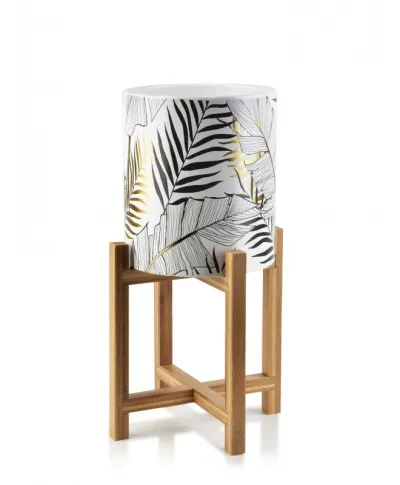 Stojak na kwiaty - Doniczka na stojaku - 40cm - Czarno Złote Liście