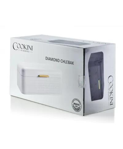 Chlebak metalowy - Biały Diamond 42x23cm