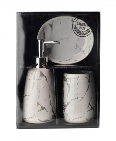 Komplet łazienkowy ceramiczny - Odette biały - 3 elem.