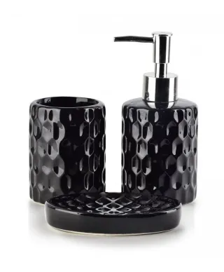 Komplet łazienkowy ceramiczny - Gaze Black  - 3 elem.