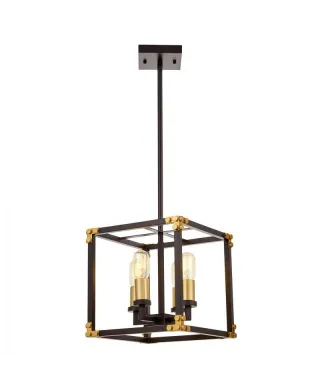 Lampa wisząca - Czarno Mosiężna Loft Waldorf W4