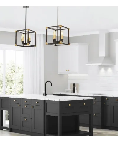 Lampa wisząca - Czarno Mosiężna Loft Waldorf W4