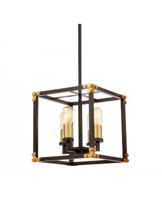 Lampa wisząca - Czarno Mosiężna Loft Waldorf W4