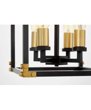 Lampa wisząca - Czarno Mosiężna Loft Waldorf W4