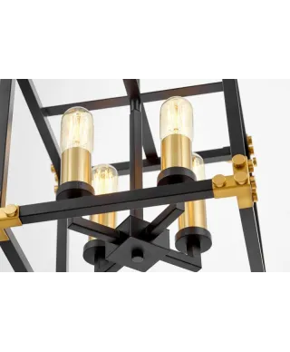 Lampa wisząca - Czarno Mosiężna Loft Waldorf W4