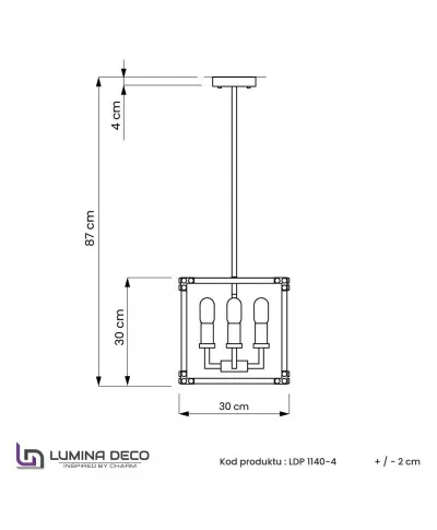 Lampa wisząca - Czarno Mosiężna Loft Waldorf W4