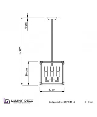 Lampa wisząca - Czarno Mosiężna Loft Waldorf W4