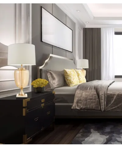 Lampa nocna - Biało Złota - Olimpia