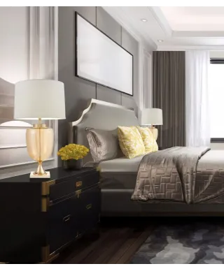 Lampa nocna - Biało Złota - Olimpia