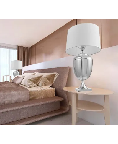 Lampa nocna - Biało srebrna - Olimpia