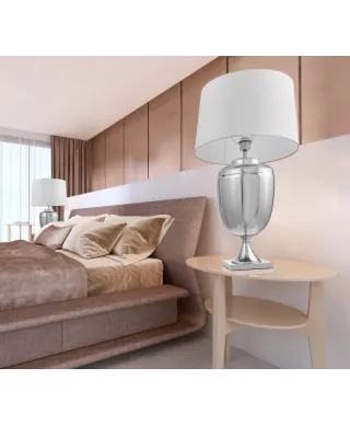 Lampa nocna - Biało srebrna - Olimpia