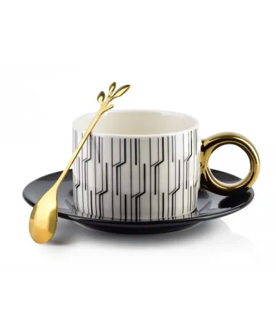 Filiżanka ze spodkiem i łyżeczką - Kendal Kreski 230ml