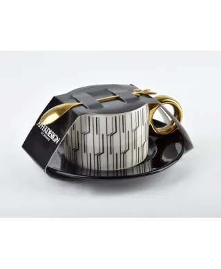 Filiżanka ze spodkiem i łyżeczką - Kendal Kreski 230ml