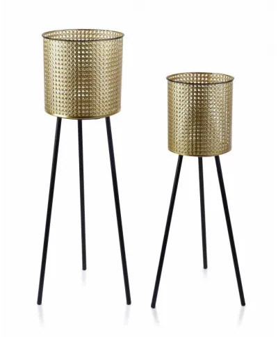 Kwietniki metalowe - Komplet 2szt. Czarno złote 80cm