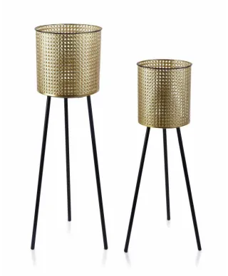 Kwietniki metalowe - Komplet 2szt. Czarno złote 80cm