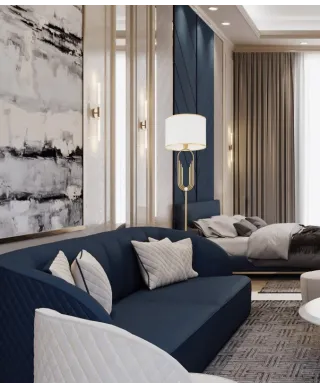 Lampa Stojąca - Podłogowa - Biało Mosiężna Zanetti