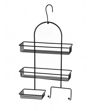 Półka łazienkowa - wisząca potrójna Carl Czarna - 48x25cm