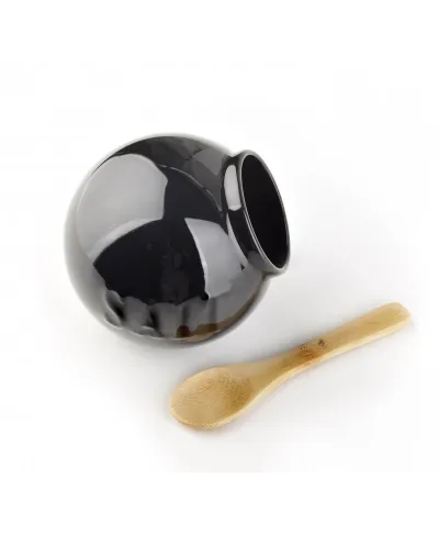 Pojemnik na sól - Solnica porcelanowa czarna - Modern Life - 10x9cm