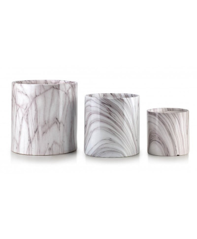 Doniczki ceramiczne Biało Szare - Neva Marble