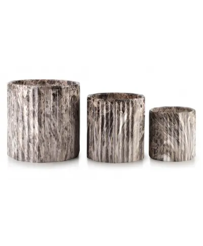 3szt. Doniczka ceramiczna Szary Beżowy - Neva Marble