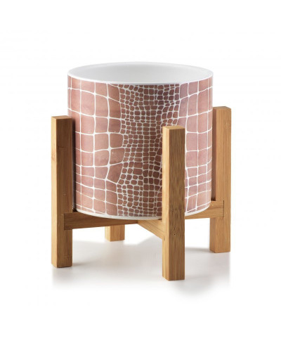 Doniczka ceramiczna ze stojakiem -  Beżowa