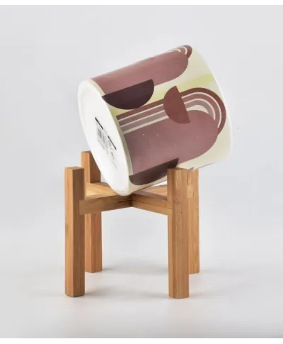 Doniczka ceramiczna ze stojakiem - Geometryczne Wzory