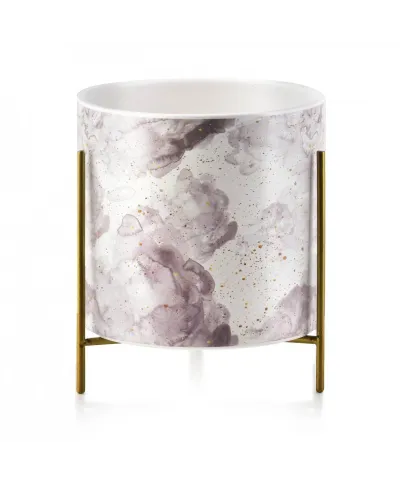 Doniczka ceramiczna na stojaku - Osłonka Szaro Złota