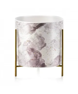 Doniczka ceramiczna na stojaku - Osłonka Szaro Złota